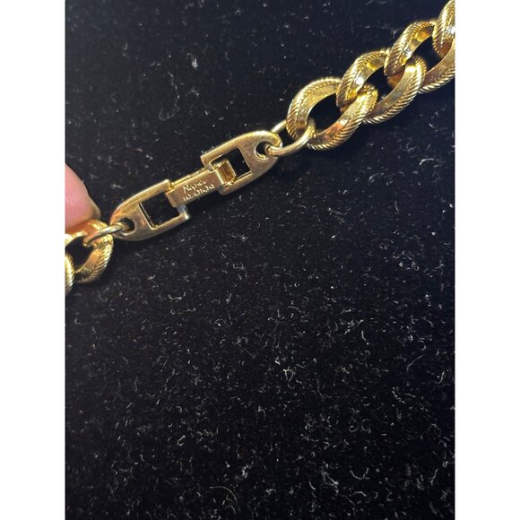 Vintage Napier Gold Tone Chain Necklace For Women Textured Links Classic Design - Picture 3 of 8